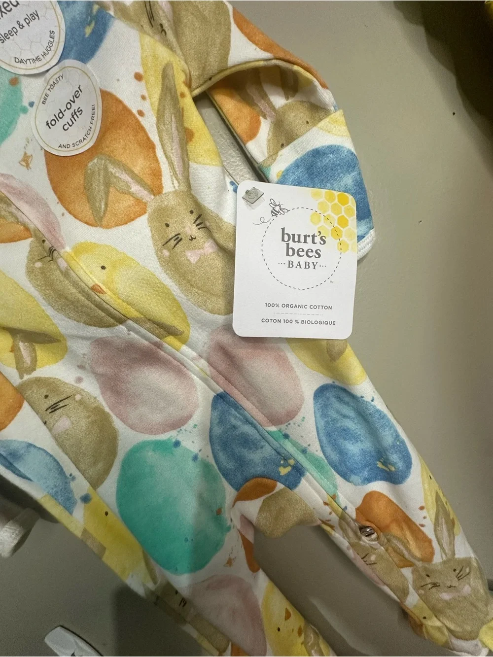 Burt's Bees Baby Pastel Bunny & Egg Footed One-Piece Pajamas